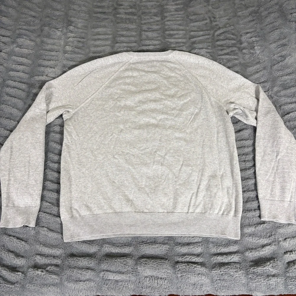Vince Mens Gray Cotton Raglan Crewneck Sweater Elbow Patches Size M AR098
